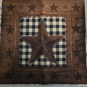 Rustic Star Pillow Covers with Black & White Buffalo Check. Set Of 2
